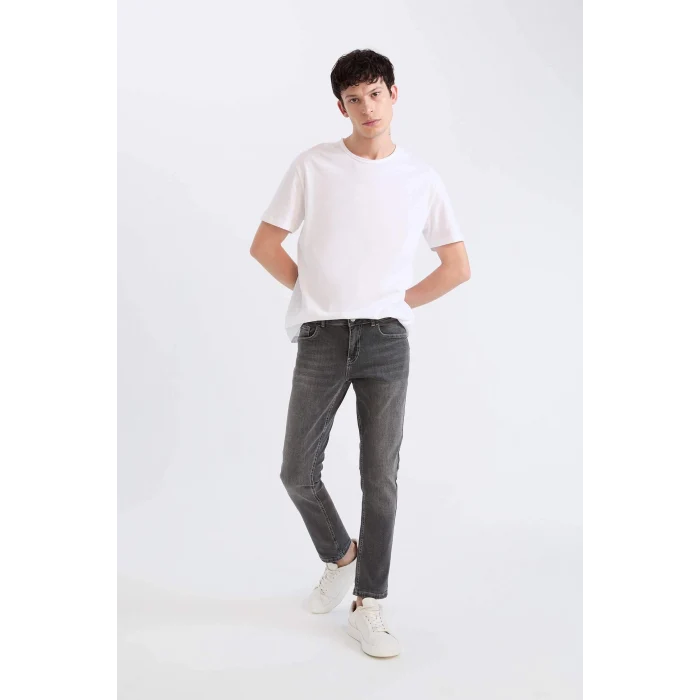 Defacto E3478 Gri Carlo Skinny Fit Ekstra Dar Kalıp Normal Bel Ekstra Dar Paça Jean Pantolon