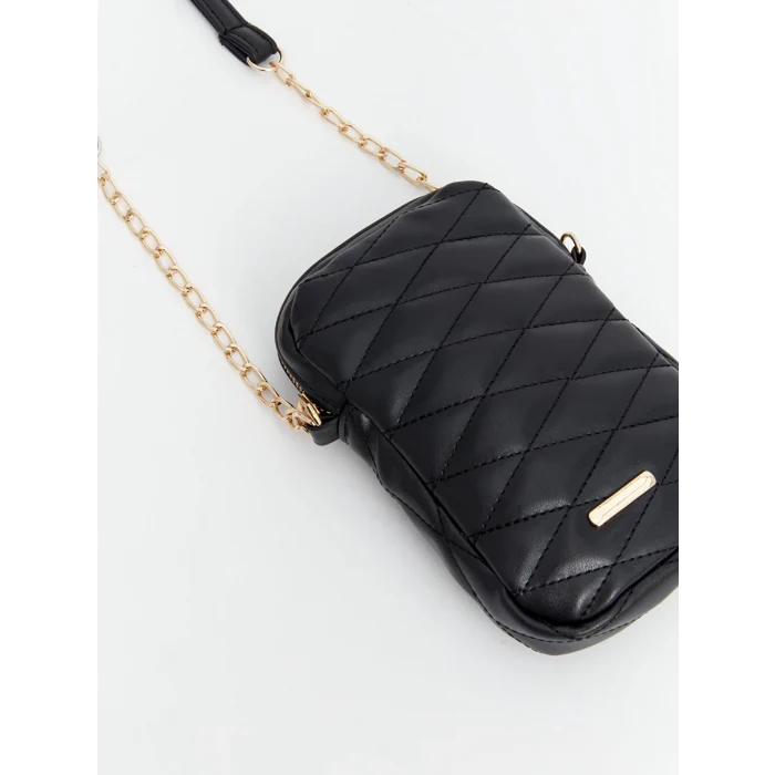 LCW ACCESSORIES SİYAH Deri Görünümlü Kadın Telefon Çantası