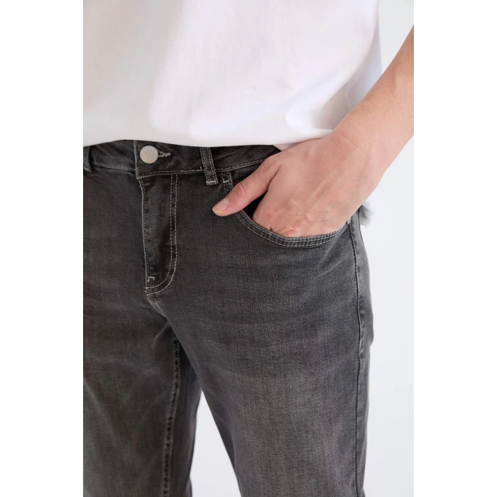 Defacto E3478 Gri Carlo Skinny Fit Ekstra Dar Kalıp Normal Bel Ekstra Dar Paça Jean Pantolon