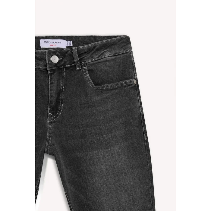 Defacto E3478 Gri Carlo Skinny Fit Ekstra Dar Kalıp Normal Bel Ekstra Dar Paça Jean Pantolon