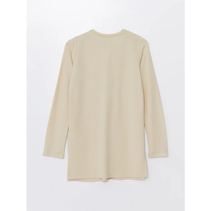 LCWAIKIKI Basic BEJ Bisiklet Yaka Baskılı Kadın Tunik