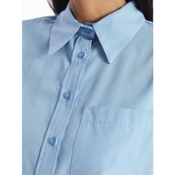 LCW Modest MAVİ Düz Oversize Kadın Gömlek Tunik