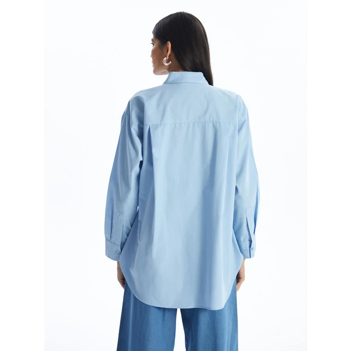 LCW Modest MAVİ Düz Oversize Kadın Gömlek Tunik