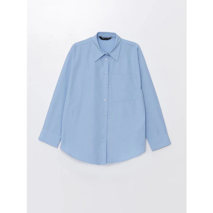 LCW Modest MAVİ Düz Oversize Kadın Gömlek Tunik