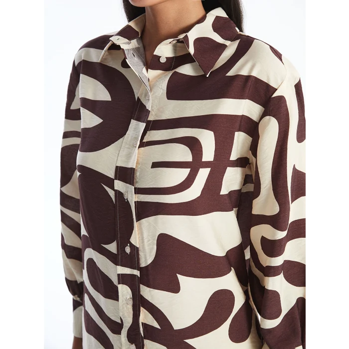 LCW Modest KAHVERENGİ Desenli Kadın Gömlek Tunik