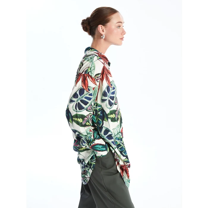 LCWAIKIKI Classic YEŞİL Desenli Kadın Gömlek Tunik