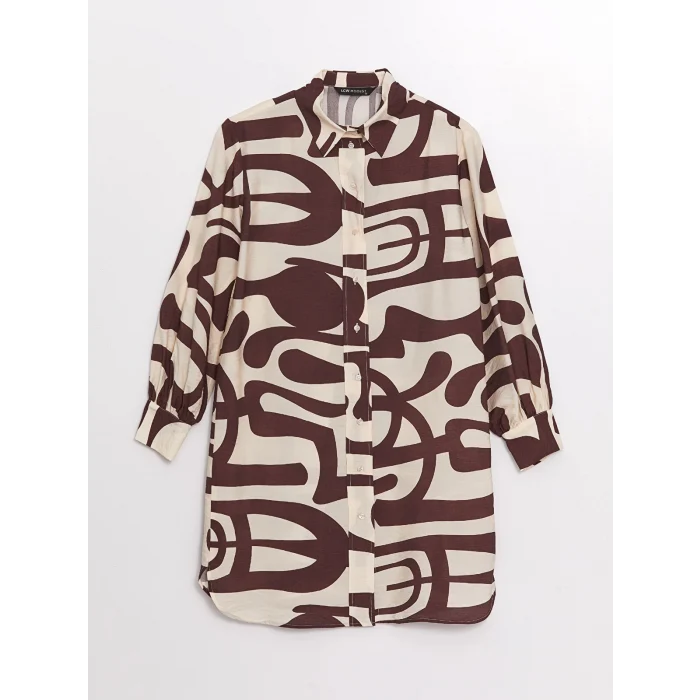 LCW Modest KAHVERENGİ Desenli Kadın Gömlek Tunik