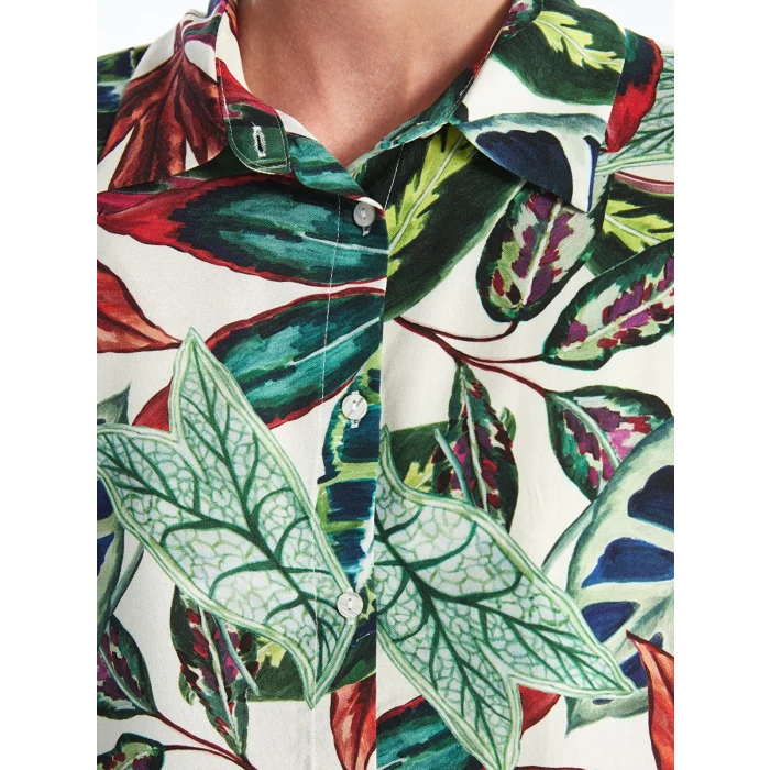 LCWAIKIKI Classic YEŞİL Desenli Kadın Gömlek Tunik