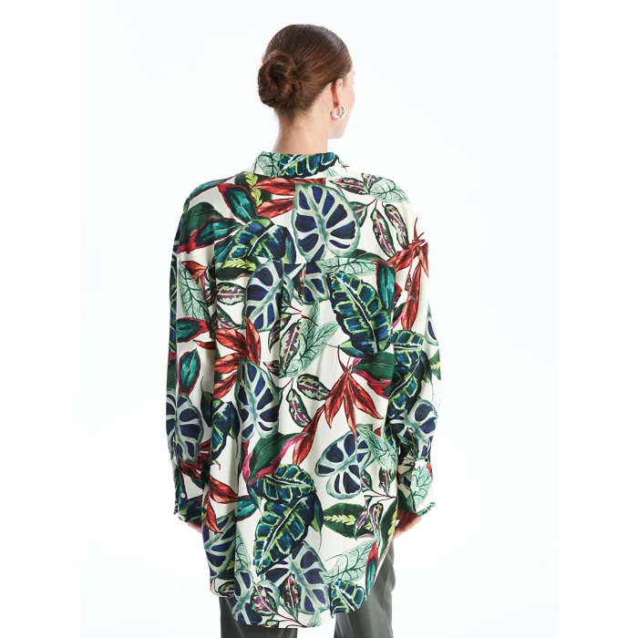 LCWAIKIKI Classic YEŞİL Desenli Kadın Gömlek Tunik