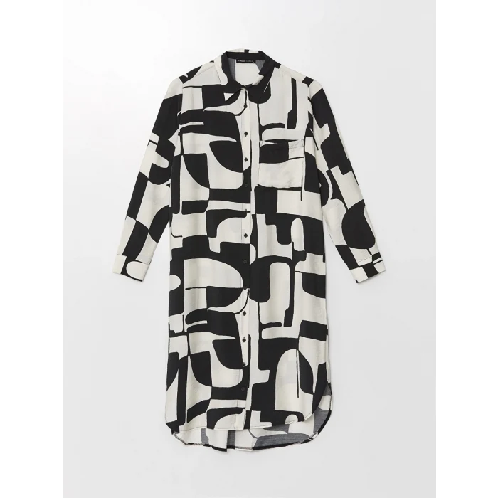 LCWAIKIKI Classic SİYAH Desenli Kadın Gömlek Tunik