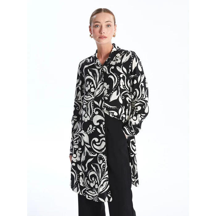 LCWAIKIKI Classic EKRU Desenli Kadın Gömlek Tunik
