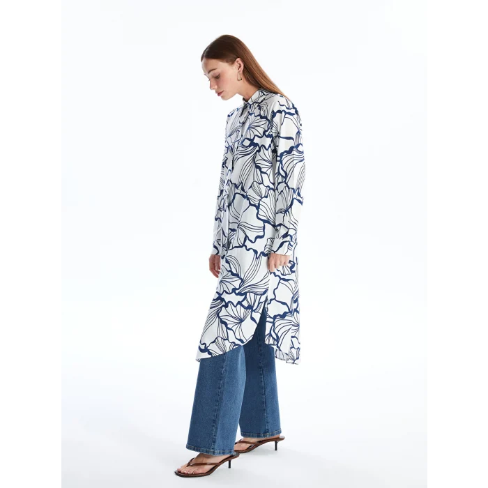 LCWAIKIKI Classic EKRU Desenli Kadın Gömlek Tunik