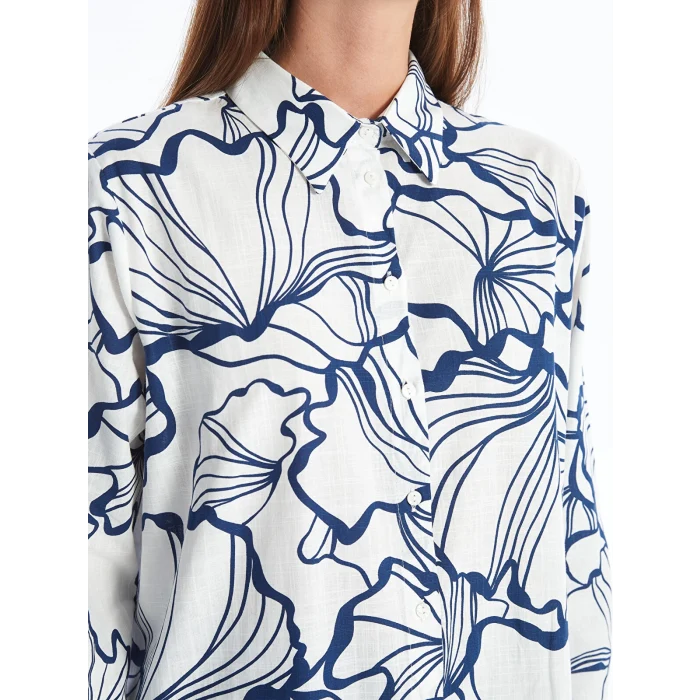 LCWAIKIKI Classic EKRU Desenli Kadın Gömlek Tunik