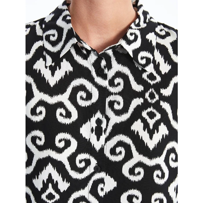 LCWAIKIKI Classic SİYAH Desenli Kadın Gömlek Tunik