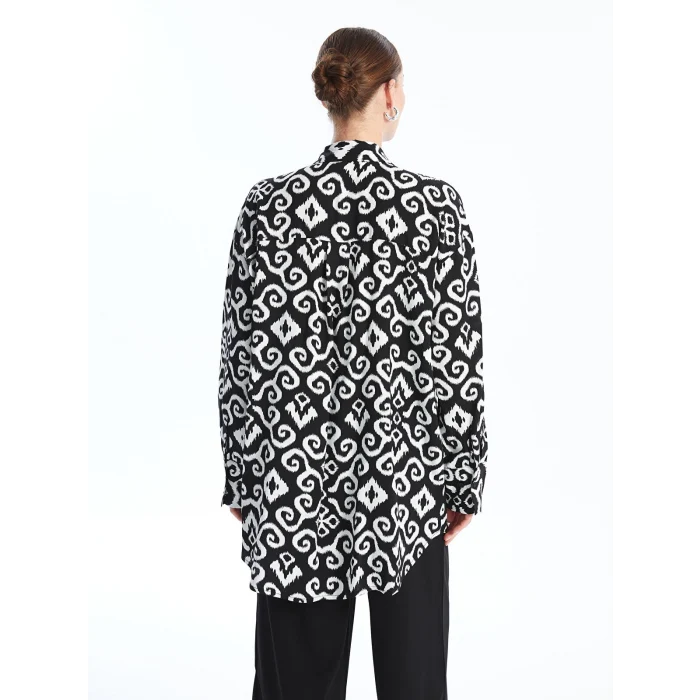 LCWAIKIKI Classic SİYAH Desenli Kadın Gömlek Tunik