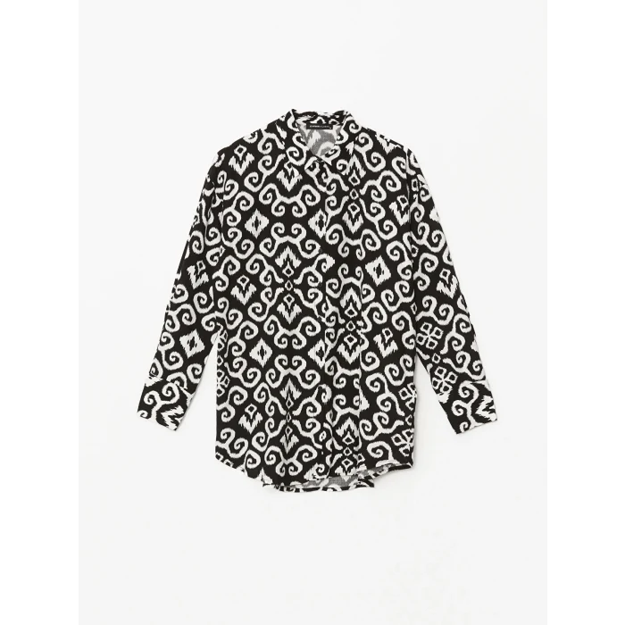 LCWAIKIKI Classic SİYAH Desenli Kadın Gömlek Tunik