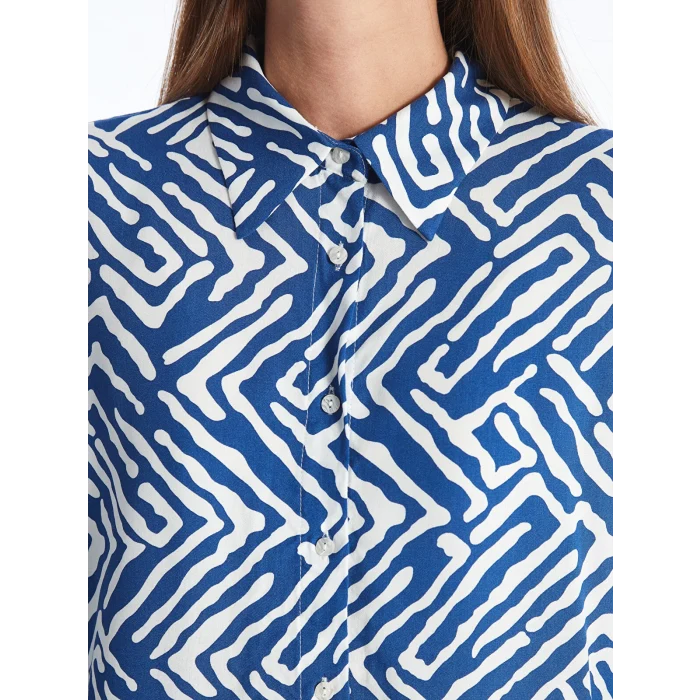 LCWAIKIKI Classic MAVİ Desenli Kadın Gömlek Tunik