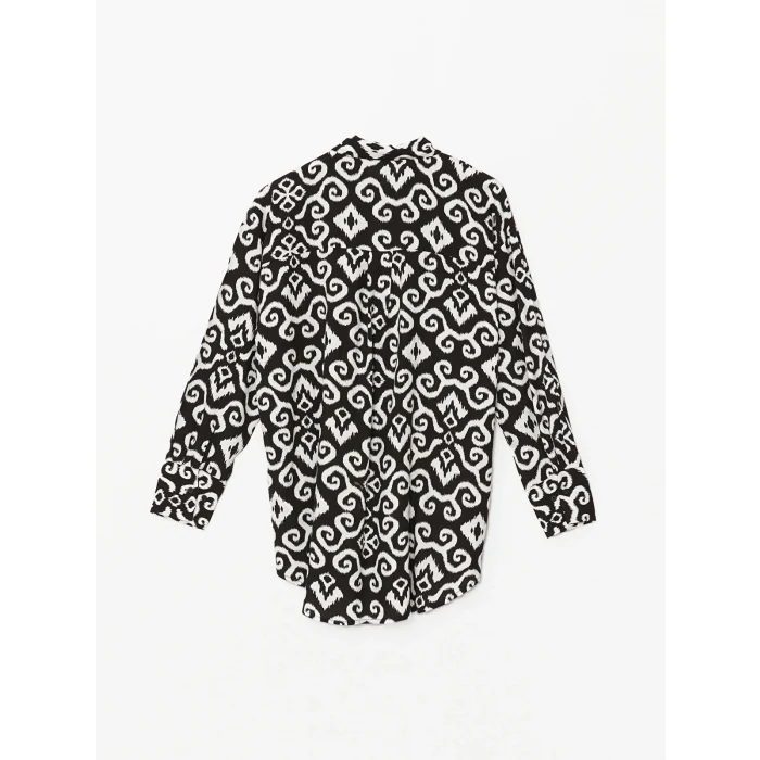LCWAIKIKI Classic SİYAH Desenli Kadın Gömlek Tunik