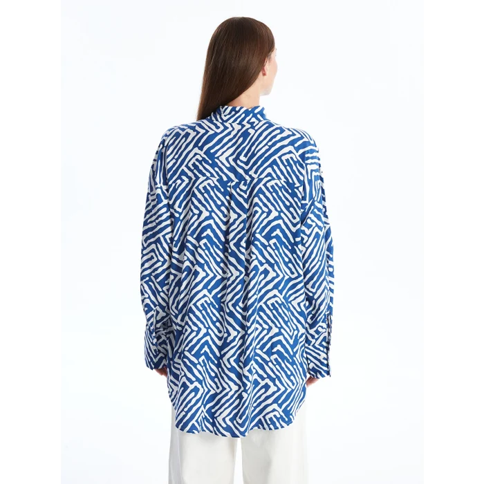LCWAIKIKI Classic MAVİ Desenli Kadın Gömlek Tunik