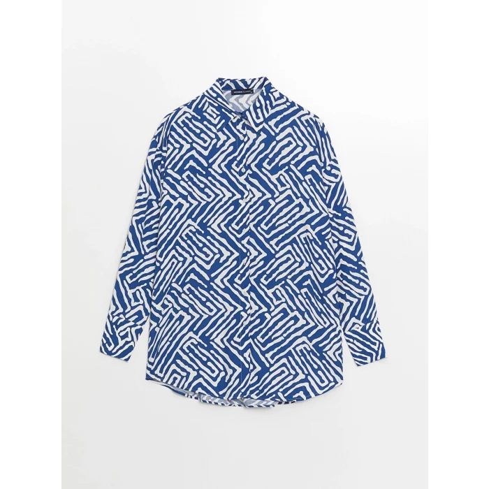 LCWAIKIKI Classic MAVİ Desenli Kadın Gömlek Tunik