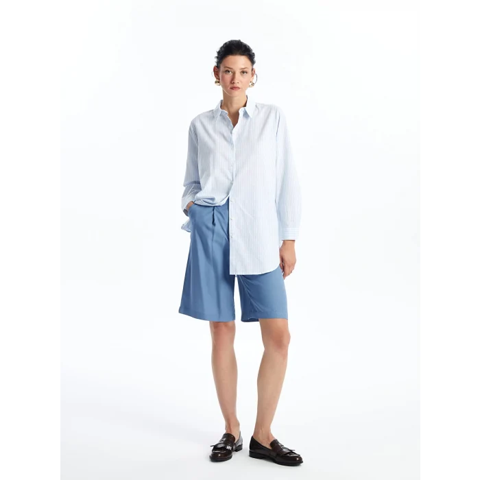 LCWAIKIKI Classic LACİVERT Çizgili Kadın Gömlek Tunik