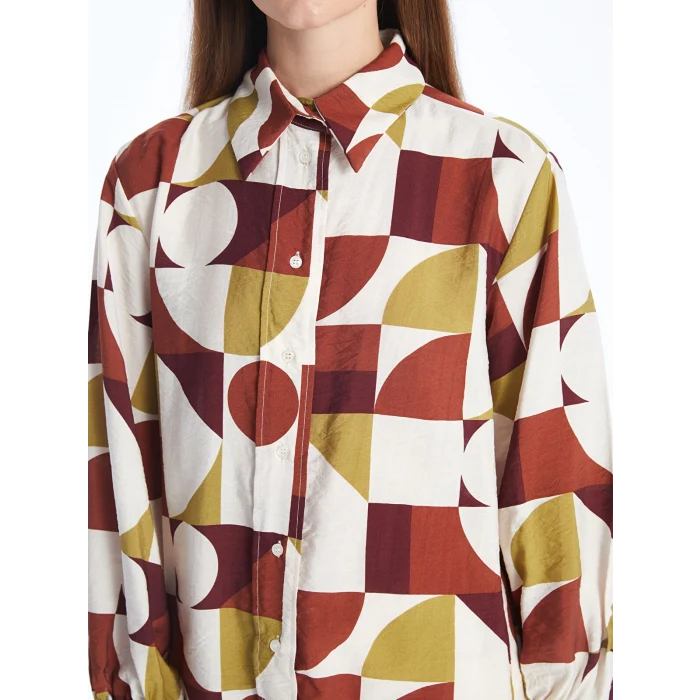 LCW Modest KAHVERENGİ Desenli Kadın Gömlek Tunik