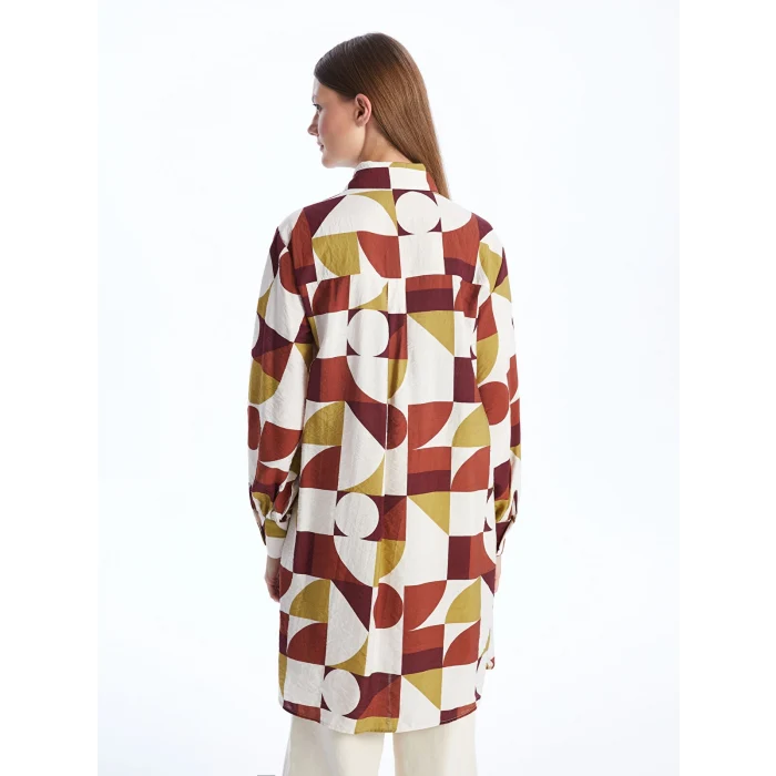 LCW Modest KAHVERENGİ Desenli Kadın Gömlek Tunik