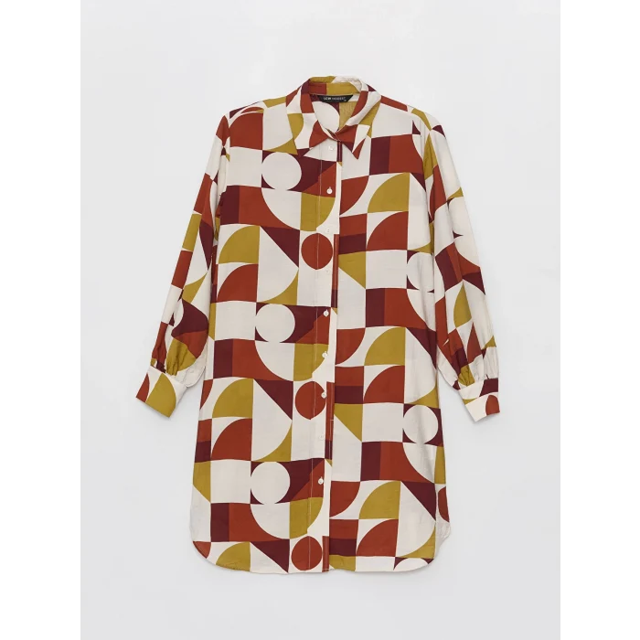 LCW Modest KAHVERENGİ Desenli Kadın Gömlek Tunik