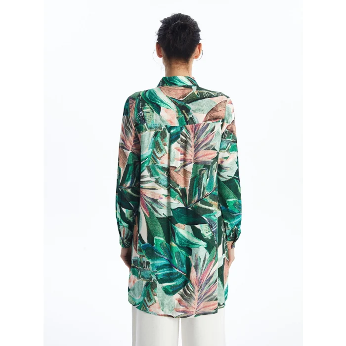 LCWAIKIKI Classic YEŞİL Desenli Kadın Gömlek Tunik