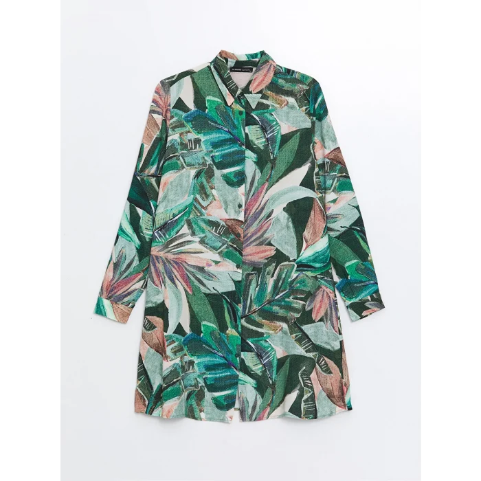 LCWAIKIKI Classic YEŞİL Desenli Kadın Gömlek Tunik
