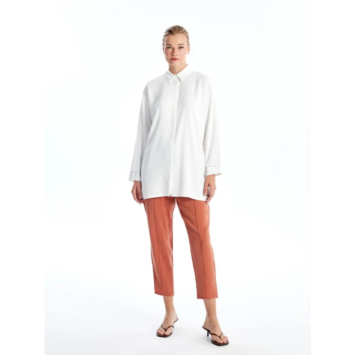 LCWAIKIKI Classic EKRU Parlak Taşlı Kadın Gömlek Tunik