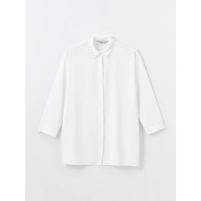 LCWAIKIKI Classic EKRU Parlak Taşlı Kadın Gömlek Tunik