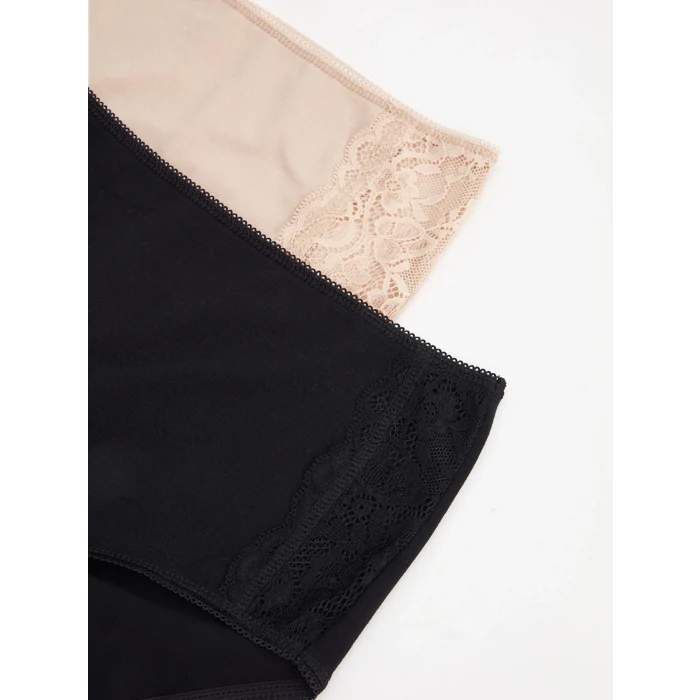 LCW DREAM PEMBE Yüksek Bel Dantel Detaylı Klasik Külot 2li Paket