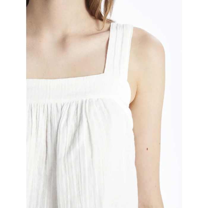 LCW Vision EKRU Kadın U Yaka Düz Crop Bluz