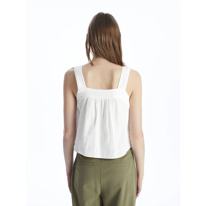 LCW Vision EKRU Kadın U Yaka Düz Crop Bluz