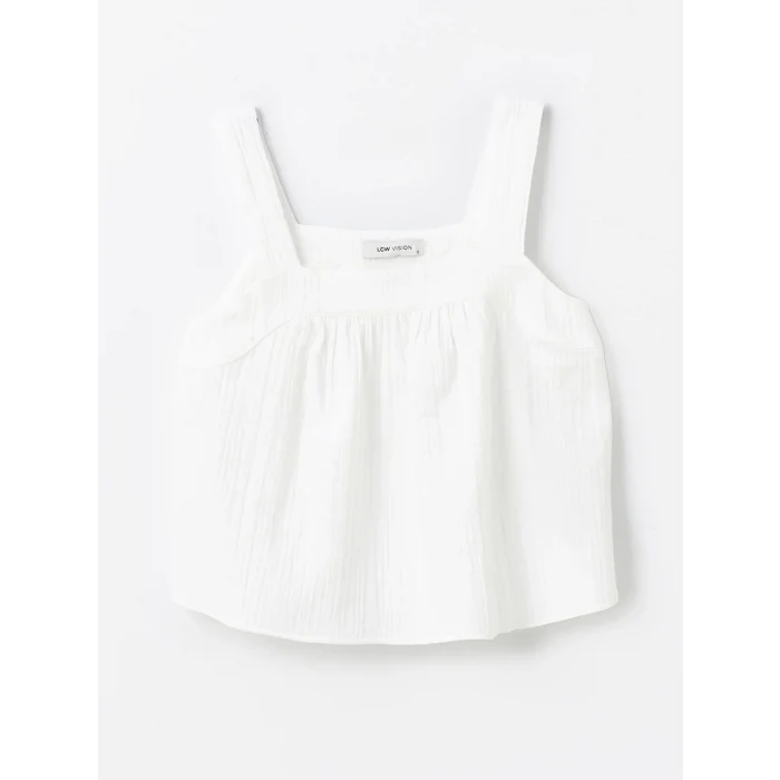 LCW Vision EKRU Kadın U Yaka Düz Crop Bluz