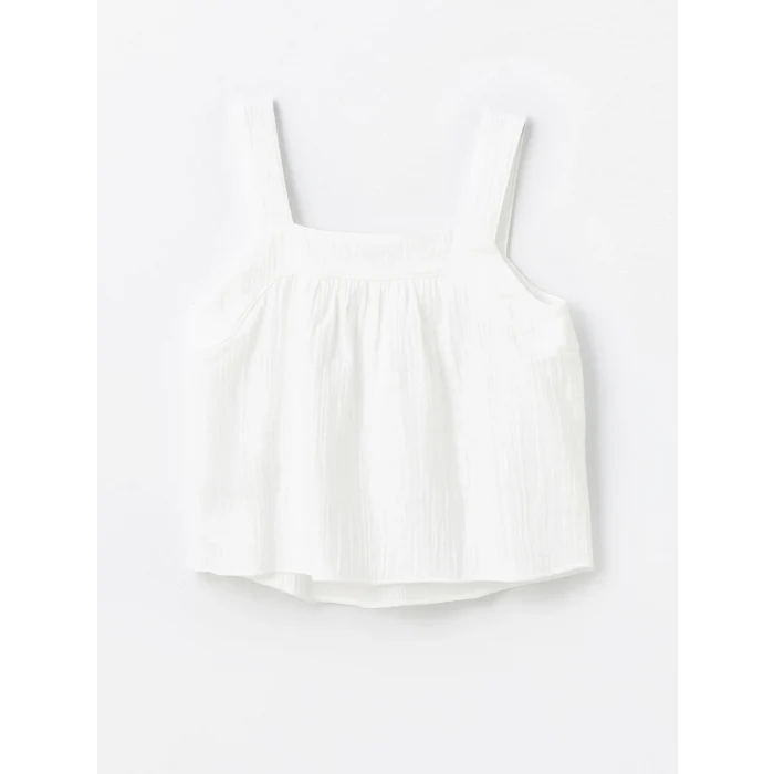 LCW Vision EKRU Kadın U Yaka Düz Crop Bluz