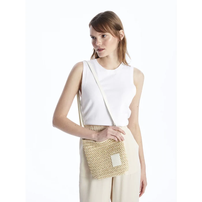 LCW ACCESSORIES BEYAZ Kadın Hasır Omuz Çantası