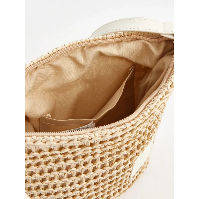 LCW ACCESSORIES BEYAZ Kadın Hasır Omuz Çantası