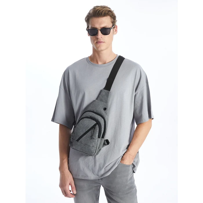 LCW ACCESSORIES GRİ Düz Erkek Göğüs Çantası