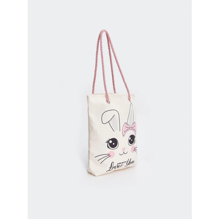 LCW ACCESSORIES EKRU Tavşan Baskılı Kız Çocuk Plaj Çantası