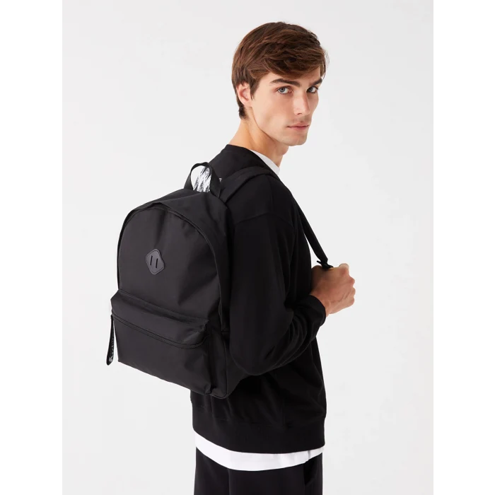 LCW ACCESSORIES SİYAH Düz Fermuarlı Erkek Sırt Çantası