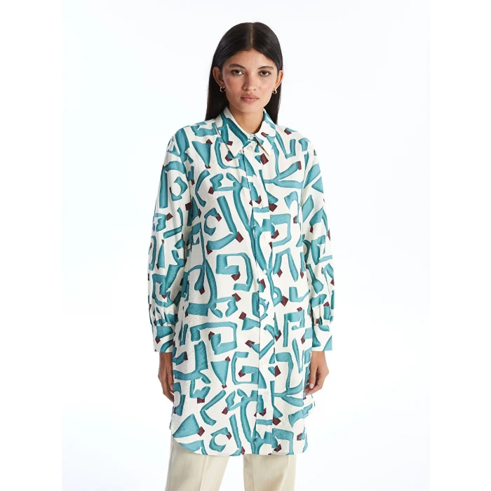 LCW Modest PETROL Desenli Kadın Gömlek Tunik