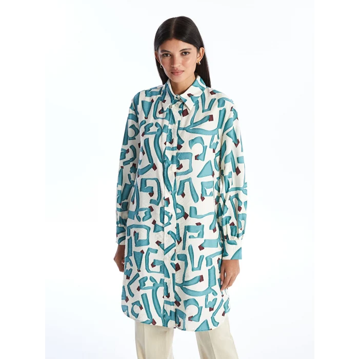 LCW Modest PETROL Desenli Kadın Gömlek Tunik