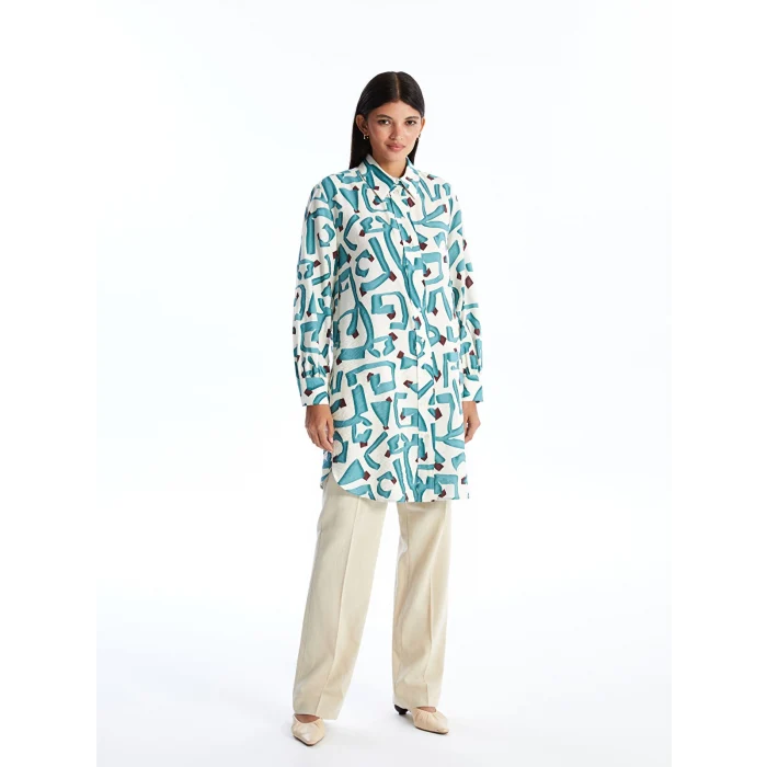 LCW Modest PETROL Desenli Kadın Gömlek Tunik