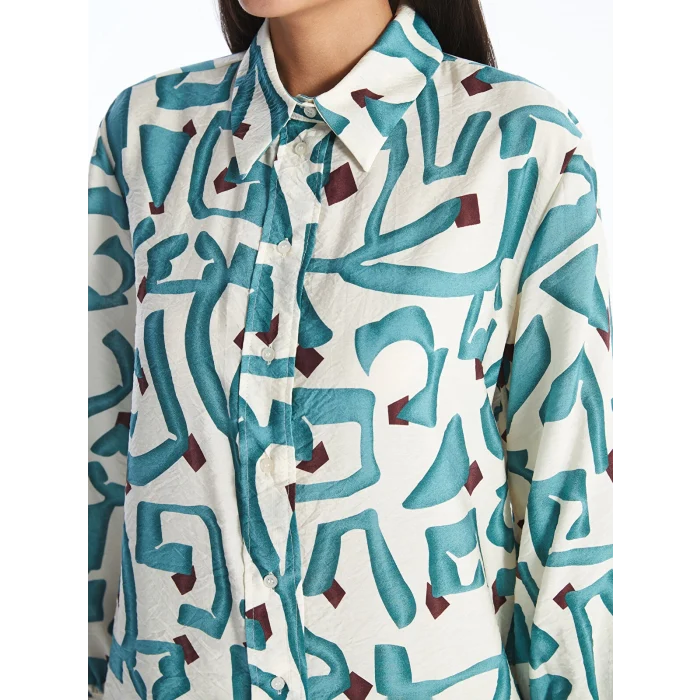 LCW Modest PETROL Desenli Kadın Gömlek Tunik
