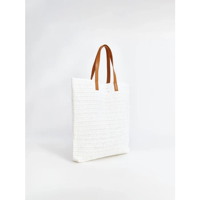 LCW ACCESSORIES BEYAZ Kadın Hasır Omuz Çantası