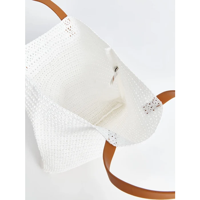 LCW ACCESSORIES BEYAZ Kadın Hasır Omuz Çantası