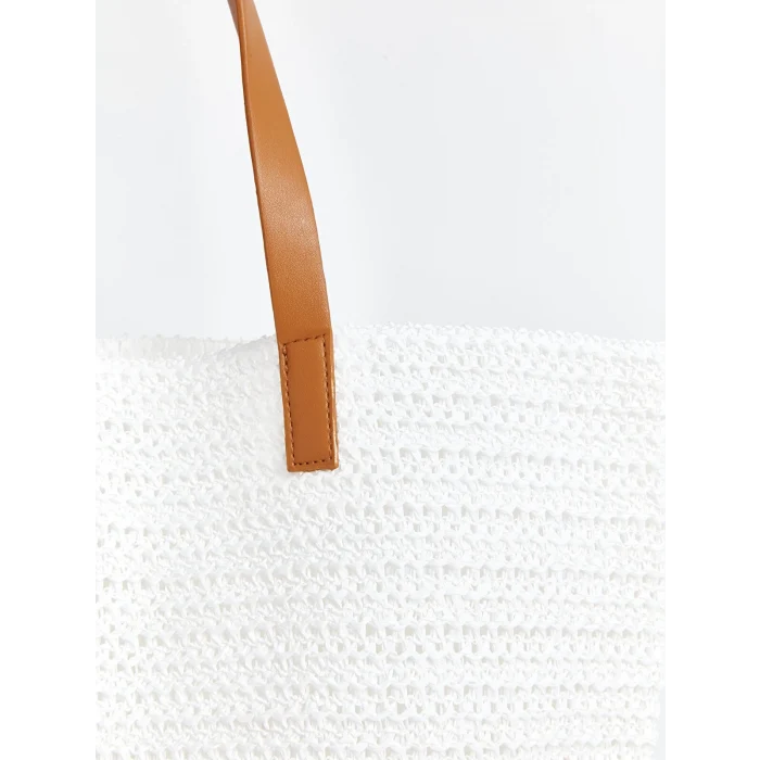 LCW ACCESSORIES BEYAZ Kadın Hasır Omuz Çantası