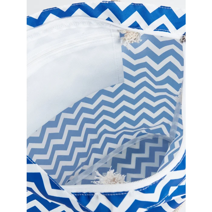 LCW ACCESSORIES MAVİ Çizgi Desenli Kadın Plaj Çantası